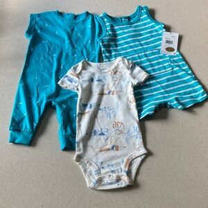 Nike NWT Kids 2 pc Bodysuit Set and Carter's NWOT Bodysuit -Size 6 Months